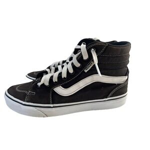 Vans Black High Top Shoes Black & White Sk8 Off The Wall Womans 7.5
